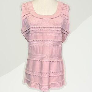 NWT Milly ‘Textured Tech Knit Lace Detailed Tank Top’ in Dahlia Pink Size 14/16